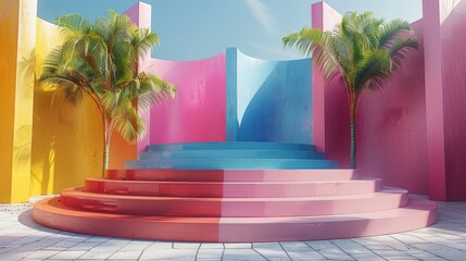 Aufkleber - Podium, summer colors. Generative AI.