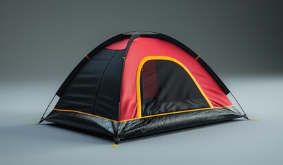 Wall Mural - A red and black tent with a yellow stripe