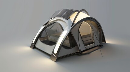 Wall Mural - A tent with a solar panel on top