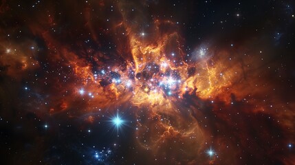 Wall Mural - AI-generated cosmic nebula with bright stars and colorful gases, space background