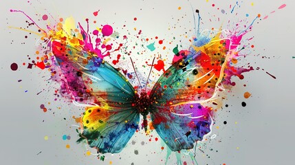 Wall Mural - Wonderful Butterfly watercolor with splash isolated on whites