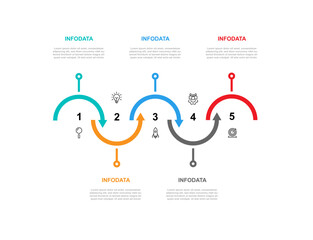 Poster - Timeline process infographic template vector with 5 step, option or section suitable for workflow, presentation, business information, and web graphic design 
