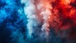 © Tatsiana - White, red, and blue puffs of smoke in a dark backdrop, France flag's colors. Abstract background