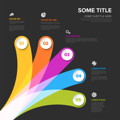 Poster - Multipurpose dark infographic with five different elements with icons and descriptions