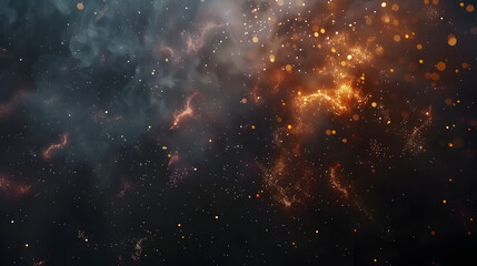 A black and orange background with a lot of sparkles. The sparkles are scattered throughout the background, giving it a dreamy and ethereal feel