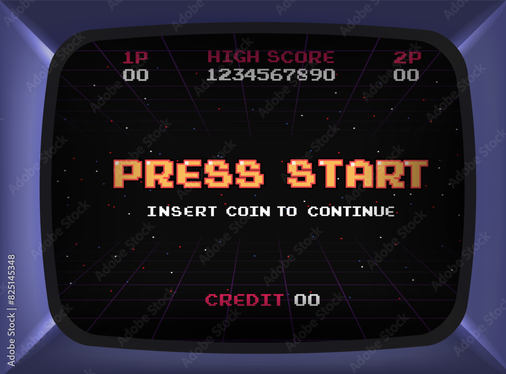 PRESS START INSERT A COIN TO CONTINUE .pixel art .8 bit game.retro game ...