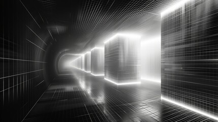 Wall Mural - an abstract depth background with dimensional lines, designed to evoke a sense of space and structur
