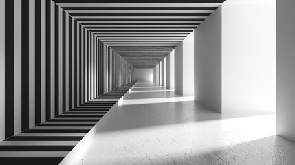 Wall Mural - an abstract linescape with optical perspective, featuring a series of converging lines that create a