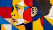 © Gulkhanim - Abstract Portrait Painting Of Woman With Geometric Patterns