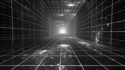 Wall Mural - a perspective grid background with abstract depth, featuring converging lines that create an optical