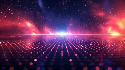 Wall Mural - a perspective grid background with abstract depth, featuring converging lines that create an optical