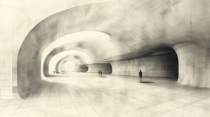Wall Mural - an abstract linescape background with dimensional lines, showcasing linear design and perspective dr