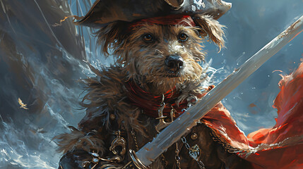 Poster - illustrations of dog scary pirates