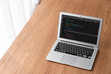 Software development programming on computer screen for modish application and program coding