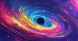 © K'kriang Krai - concept art of a colorful swirling galaxy with planets and nebula, illustration, digital painting in the style of a fantasy style, cosmic background