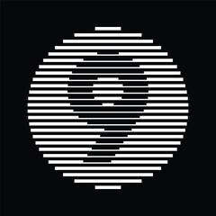 Aufkleber - Number 9 with Rounded Line Pattern