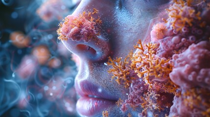 Poster - Capture the role of the nasal cavity in humidifying, filtering, and warming inhaled air, illustrating how mucous membranes and cilia