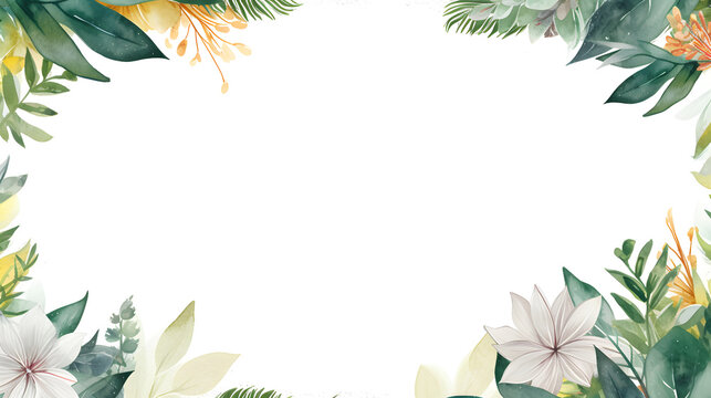 Digital retro boho flowers border graphics background