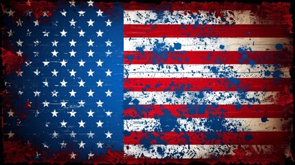 Fototapete - Design a patriotic Independence Day background with a panoramic view of a bustling city skyline illuminated by fireworks bursting in