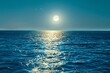 © guolin - The Moon Over the Sea Level: A Tranquil Duet of Water and Lunar Grace