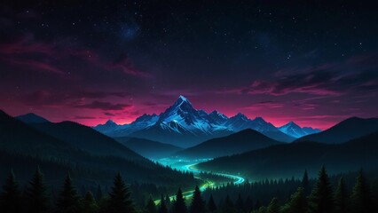 Wall Mural - mountains with a very beautiful and peaceful moon