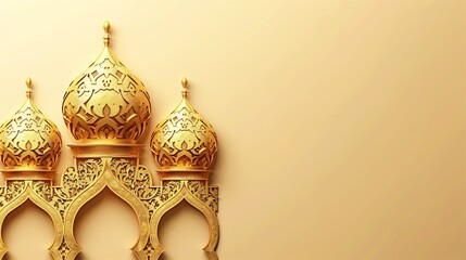 Mosque with gold concept on white background