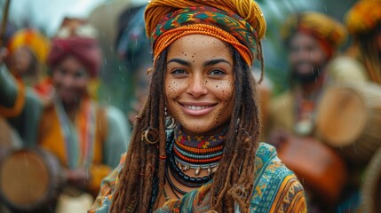 Sticker - A multicultural street performance highlighting the interconnectedness of humanity and nature, inspiring collective action in addressing climate change.