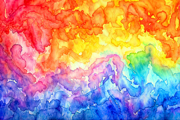 Fototapete - Abstract rainbow watercolor background - Generative AI	