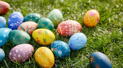 Poster - Easter concept and colors. Holiday background with Easter Eggs