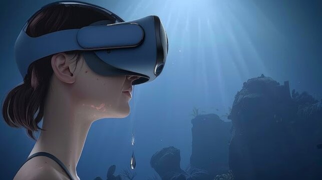 Virtual reality glasses with futuristic vision technology. VR goggles