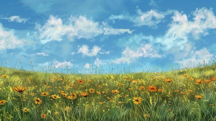 Sticker - Sunny backdrop featuring Coreopsis pubescens Star tickseed meadow