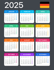 Wall Mural - 2025 Calendar - vector template graphic illustration - German version