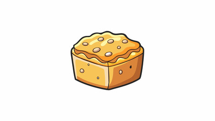 Poster - A bit is a tiny piece of food usually made of dough which is commonly used as a topping for soups and stews. It is similar to a crouton in taste and. Cartoon Vector.