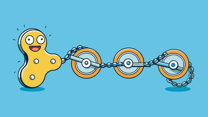 Poster - A bike chain with a kink causing it to get stuck and prevent smooth pedal movement. The twisted and tangled links of the chain create friction and. Cartoon Vector.