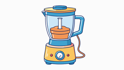 Poster - A blender has a lid with a removable plug on the top allowing for ingredients to be added while the machine is running. This simple design feature. Cartoon Vector.