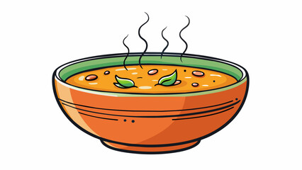 Aufkleber - A bowl of soup thats been warmed just enough to be steaming hot but not too much that its unbearable to eat. With just the right amount of liquid and. Cartoon Vector.