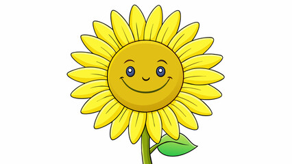 Poster - A bright yellow sunflower with its large round face and long slender stem. Its petals are soft to the touch and radiate warmth and joy following the. Cartoon Vector.