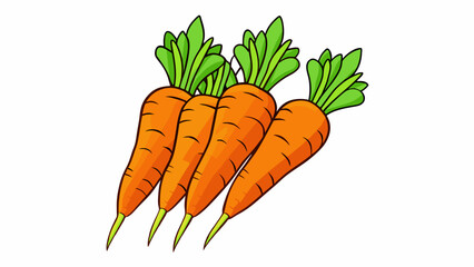 Poster - A bunch of bright orange carrots with firm earthy roots and curly green tops.. Cartoon Vector.