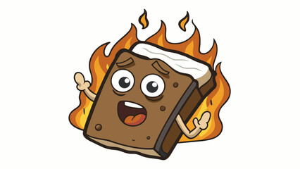 Fototapete - A burnt piece of toast charred and blackened unable to be salvaged or enjoyed.. Cartoon Vector.