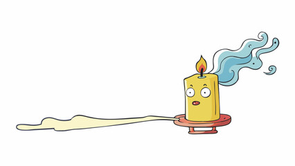 Poster - A candle burning steadily until the wick is extinguished leaving a fragrant trail of smoke in the air.. Cartoon Vector.