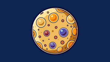 Aufkleber - A celestial body adorned with various patterns of light and dark spots displayed against a dark backdrop. Its everchanging appearance and positioning. Cartoon Vector.