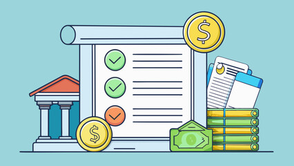 Fototapete - A certificate of deposit This investment object is a piece of paper with a monetary value listed on it. It is typically secured in a bank or financial. Cartoon Vector.