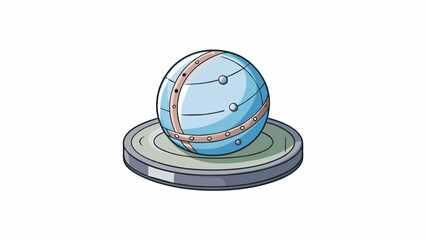 Poster - A circular object about the size of a baseball with a shiny metallic surface and a weight of about 200 grams.. Cartoon Vector.