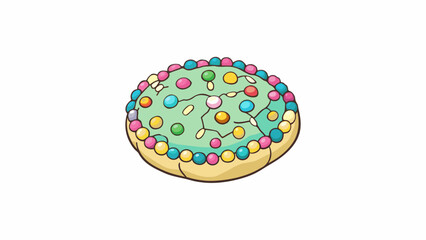 Poster - A circular object made of soft plush material and filled with tiny beads. It has a colorful pattern on the surface and can be squeezed and manipulated. Cartoon Vector.