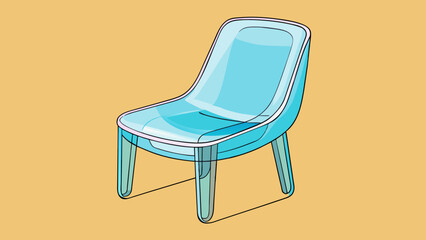 Poster - A clear acrylic chair with a modern minimalist design. It has a curved ergonomic shape and no visible legs giving the illusion of floating.. Cartoon Vector.