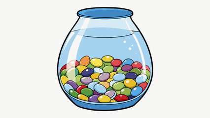 Poster - A clear glass vase filled with water and colorful pebbles the playful mix of sizes and shapes creating an interesting visual effect.. Cartoon Vector.