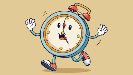 Poster - A clock ticking away the seconds its hands almost reaching the top of the hour signaling the end of the work day.. Cartoon Vector.