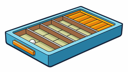 Fototapete - A compact rectangular box with a pullout drawer and several small compartments inside. It is often used for storing small items such as jewelry office. Cartoon Vector.