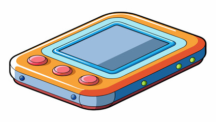 Fototapete - A compact device made of smooth shiny plastic with a touchscreen display and multiple buttons.. Cartoon Vector.
