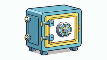 Poster - A compact fireproof safe designed to keep important documents safe from potential disasters. The safe features a thick steel body a heavyduty lock and. Cartoon Vector.